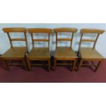 A set of 4 19th century country oak dining chairs. H.90 W.48 D.42cm