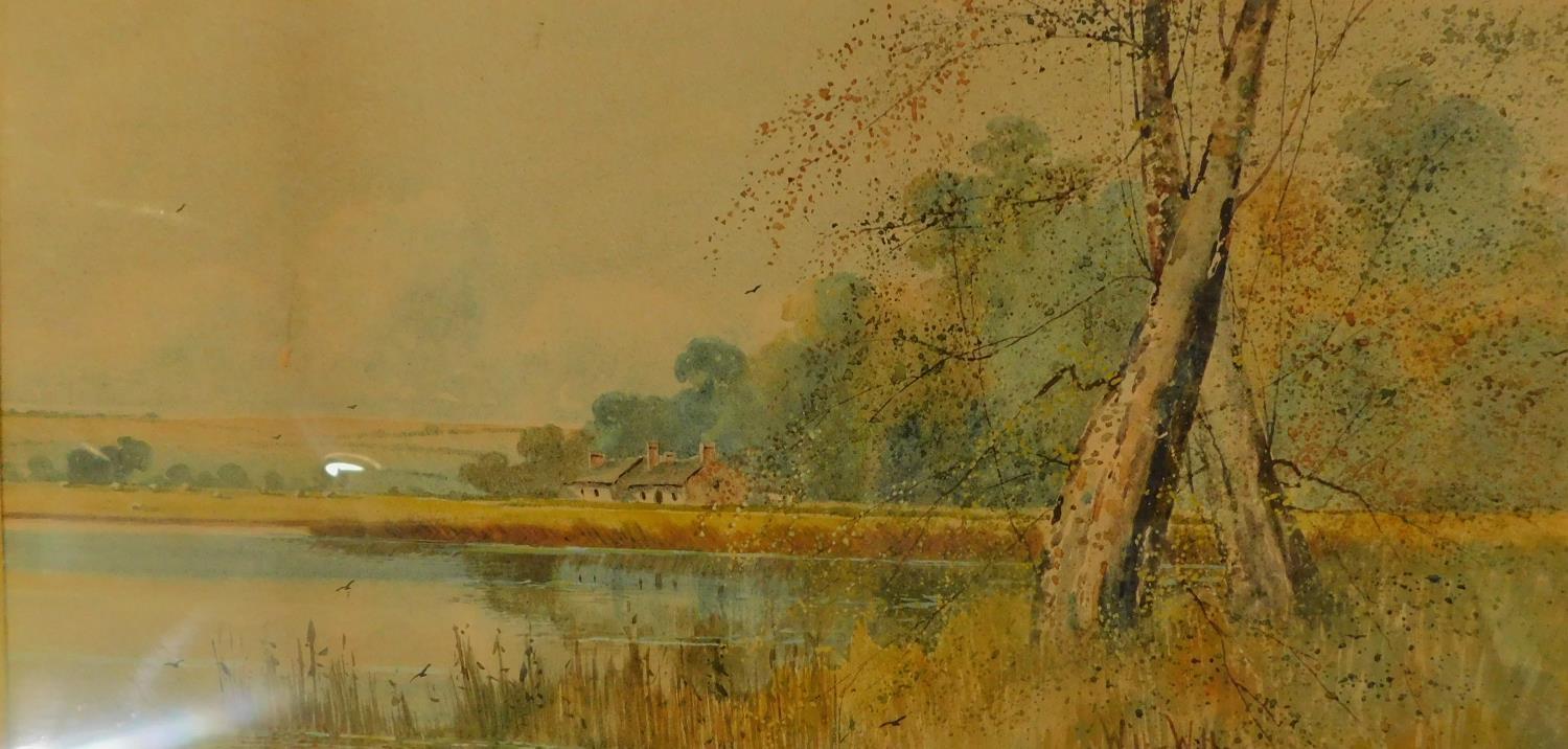 A pair of 19th century framed and glazed watercolours, country landscapes. H.49 W.73cm - Image 3 of 3