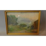 A 19th century framed and glazed oil on board, rural landscape. 38x27cm