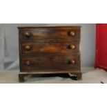 A Georgian mahogany chest of 3 long drawers. H.80 W.90 D.50cm