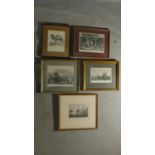 Five various framed and glazed prints H.35 W.39 (largest)