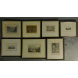 A collection of 7 various framed and glazed etchings of architectural interest. 37x30cm (largest)