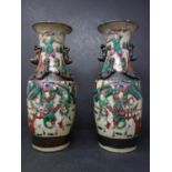 Two 19th century Chinese vases, decorated with continuous scene of the 'Three Countries' story, both