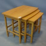 A teak nest of tables, H.53 W.66 D.44cm