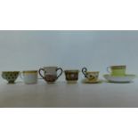 A miscellaneous collection of porcelain cups, some with saucers, mostly 19th century continental (6)