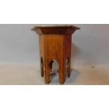 A yew wood and inlaid hexagonal Eastern occasional table. H.40 W.38