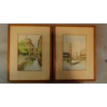A pair of framed and glazed Venetian canal scenes, signed VARZI. 25x16cm