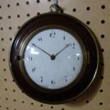 A George III sedan chair clock, walnut cased, D.16cm