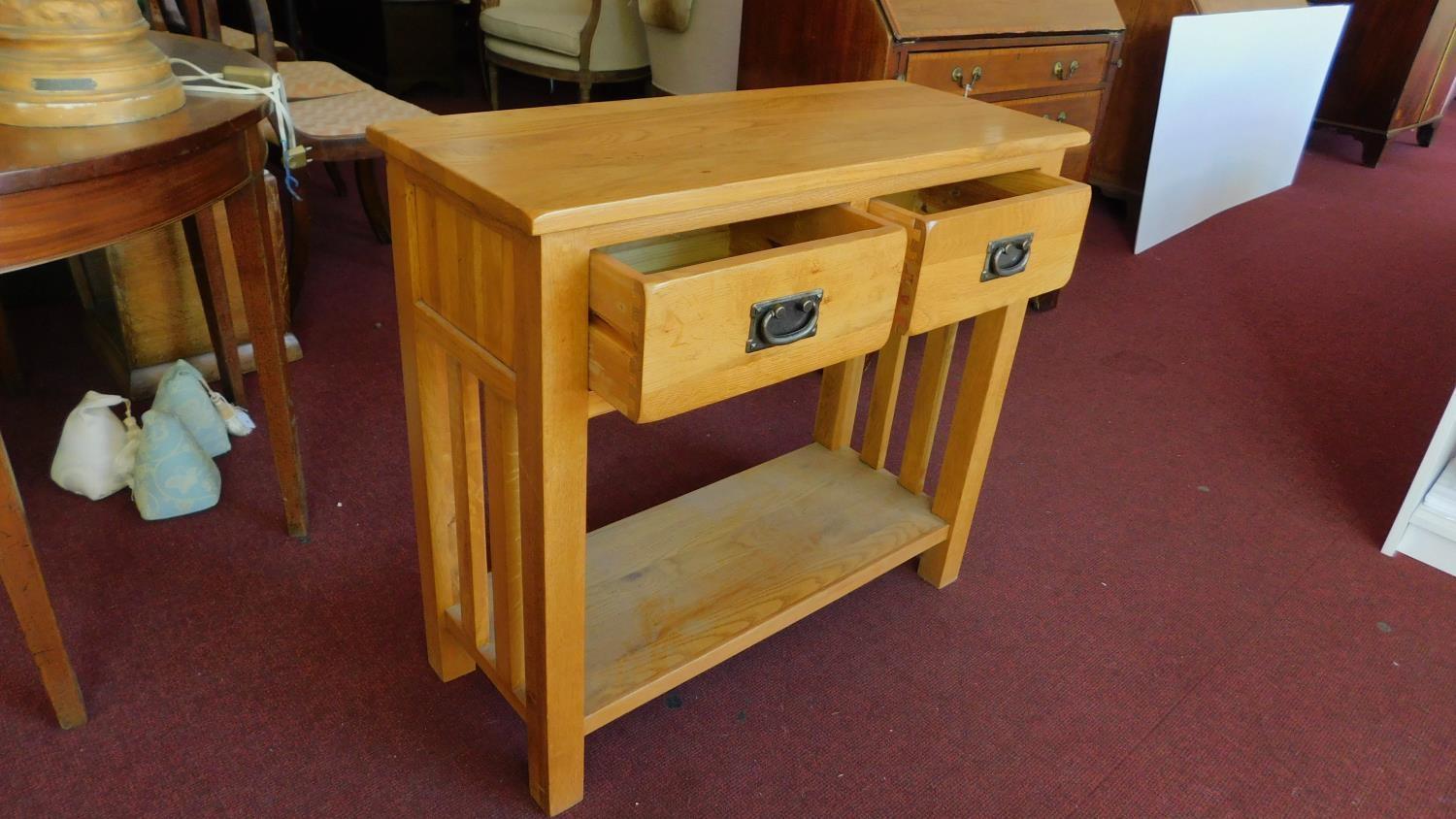 A teak Art Nouveau style side table H.77 W.85 D.35 - Image 2 of 4