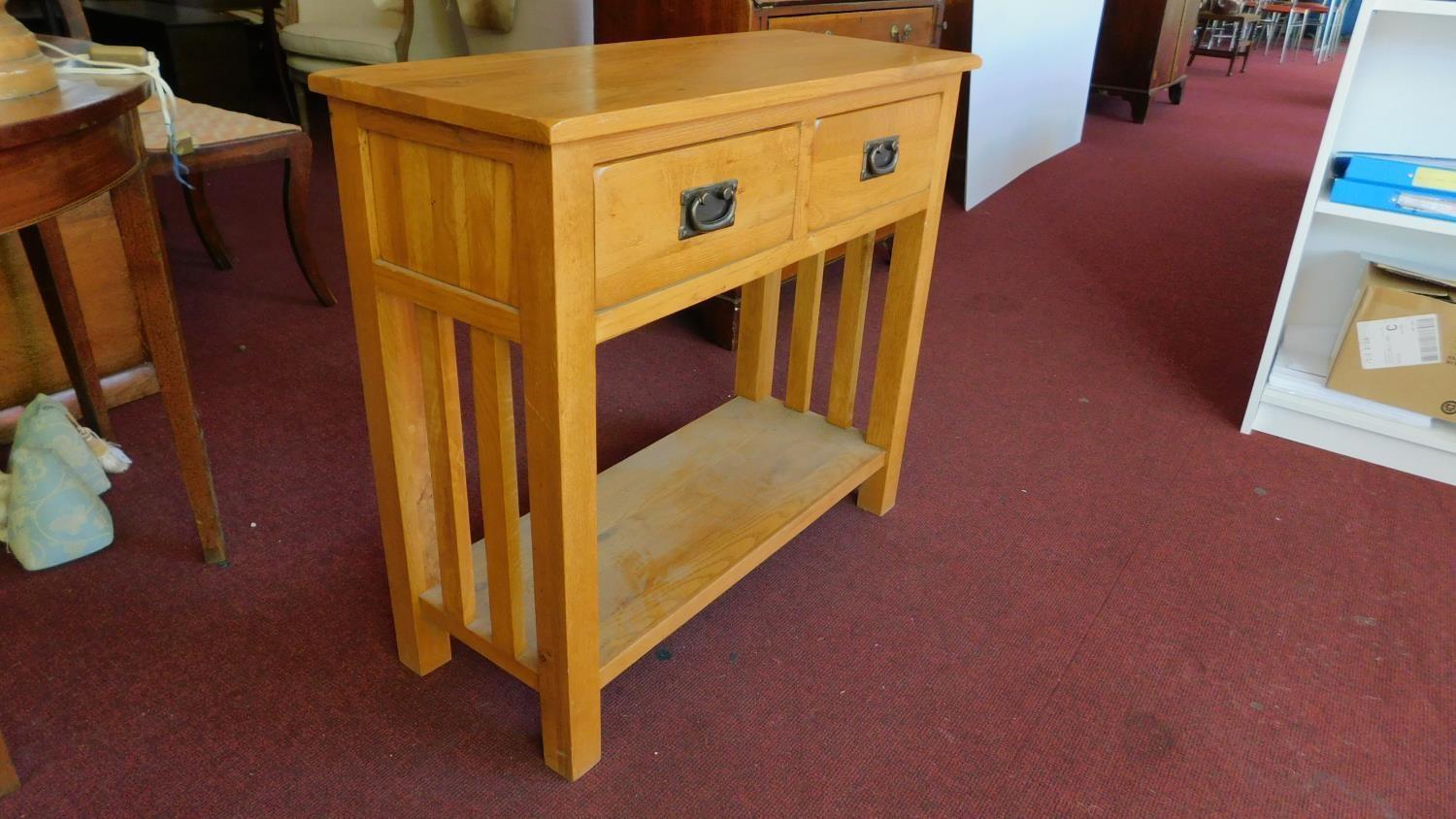 A teak Art Nouveau style side table H.77 W.85 D.35 - Image 4 of 4