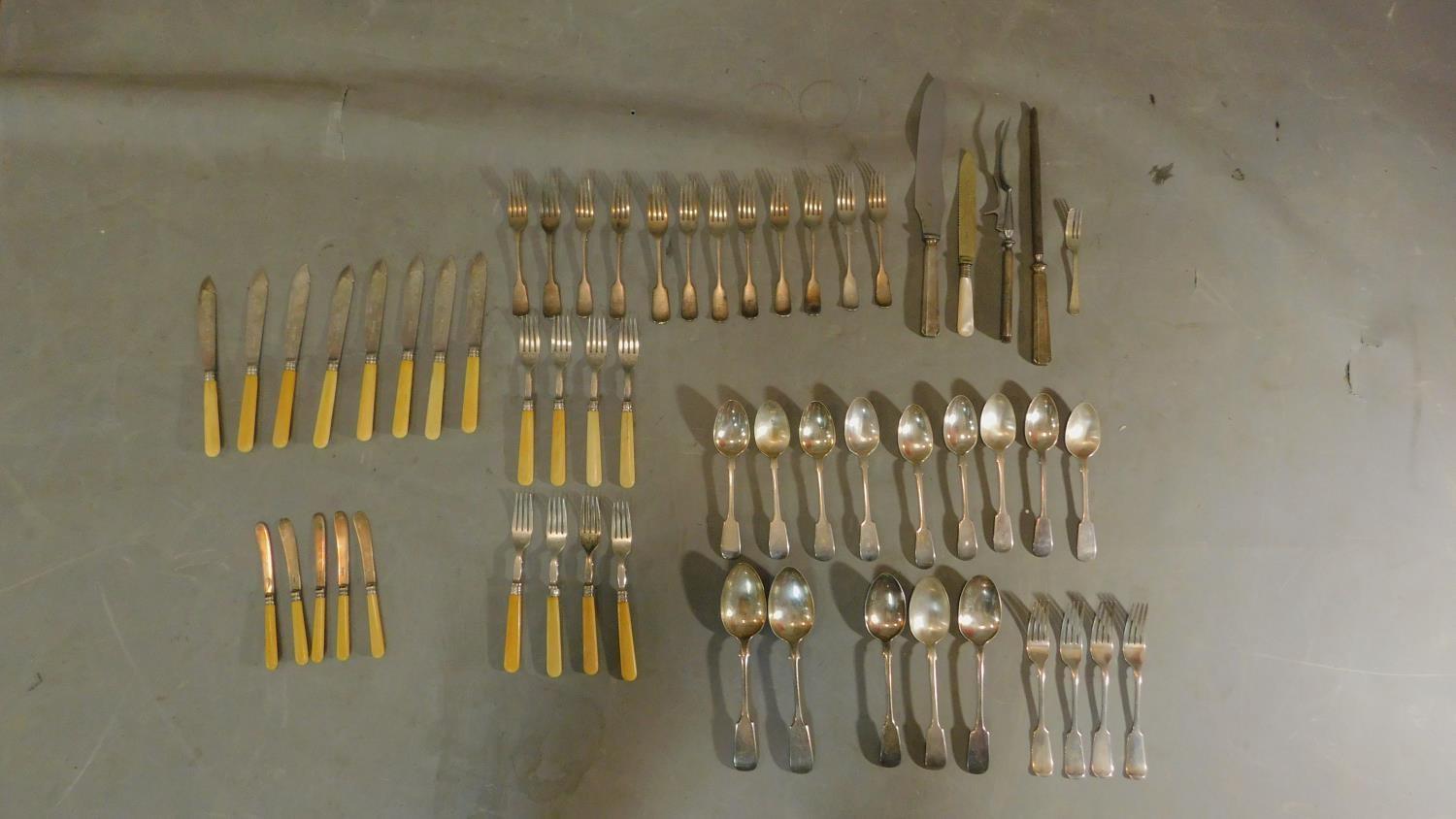 Various sets of Victorian silver plated cutlery