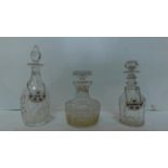 Two Georgian glass decanters and another H.29 W.12cm (largest)