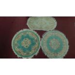 2 contemporary Chinese style circular rugs (D120cm) and a smaller oval one. All with central