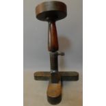 An unusual 19th century mahogany adjustable tripod stand H.63 W.23cm