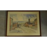 A framed and glazed watercolour, industrial town, signed David S Dodd. 67x52cm