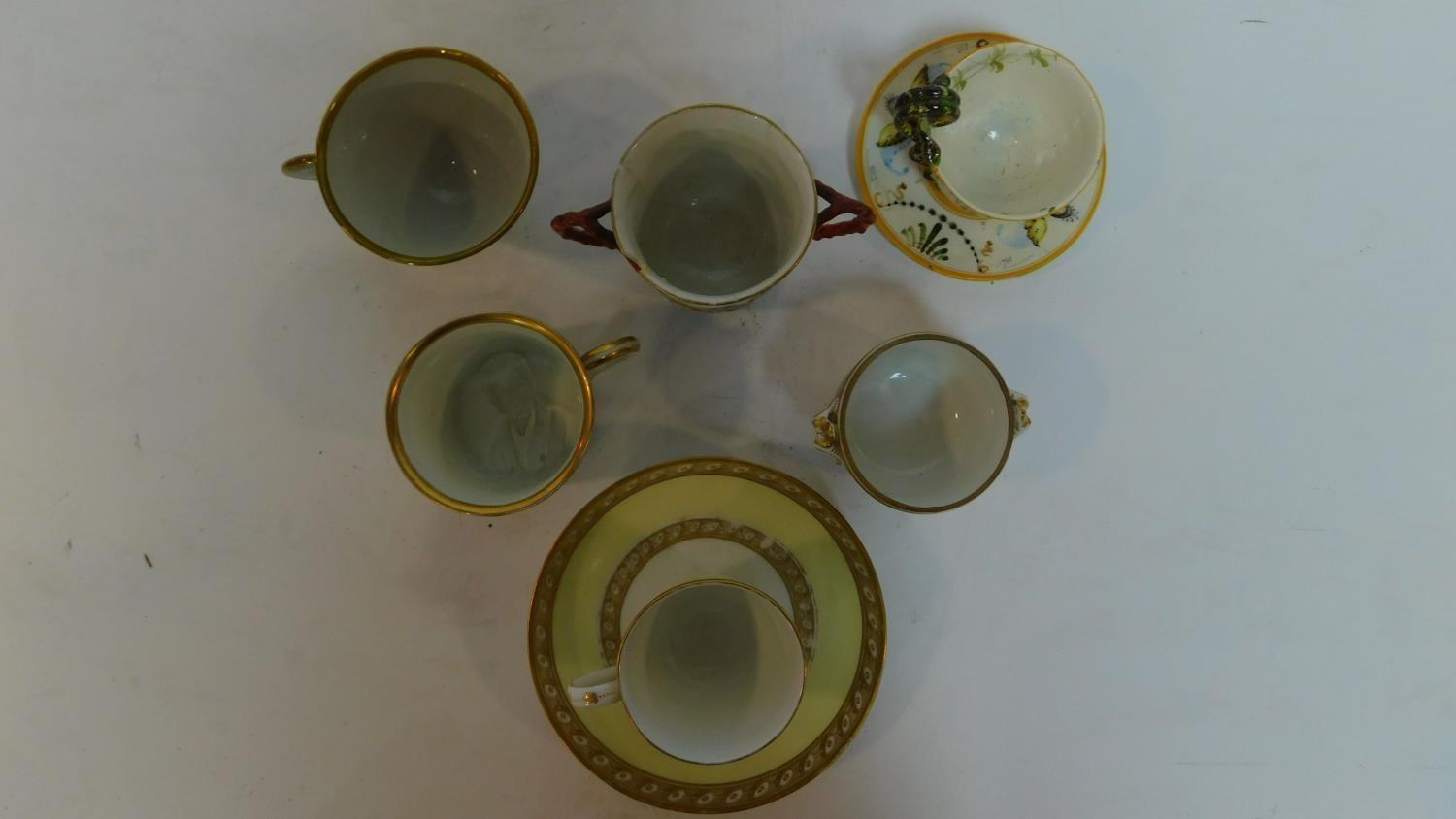 A miscellaneous collection of porcelain cups, some with saucers, mostly 19th century continental (6) - Image 2 of 7