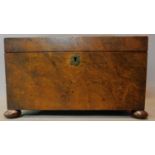 A Regency mahogany tea caddy of sarcophagus form converted to stationery box. H.32 W.19 D.5cm