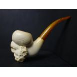 A mid 20th century meerschaum sultan head estate pipe, L.14.5cm