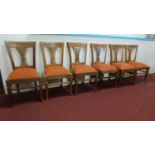 A set of 6 Anglo Indian teak dining chairs. H.96cm