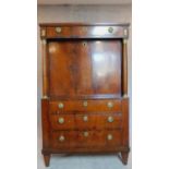 A 19th century mahogany Empire style secretaire a abbatant with ormolu mounts and fitted interior