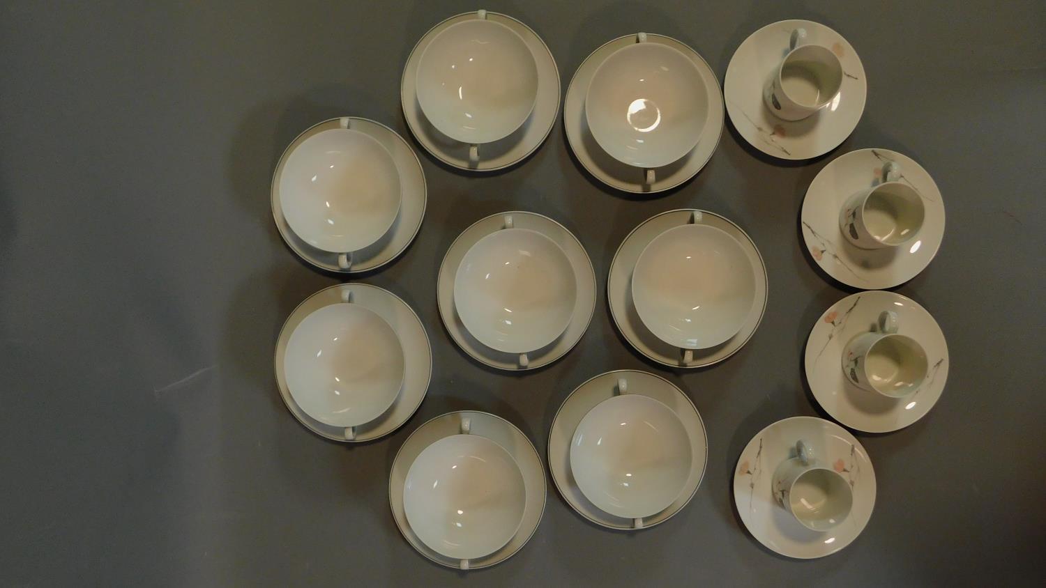 A set of 8 vintage German soup bowls and saucers marked Thomas Germany and a set of 4 coffee cups - Image 2 of 7