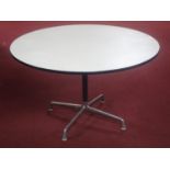 A 1970's Herman Miller Aluminium Group dining table, designed by Charles and Ray Eames, H.69 D.115cm