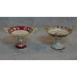 A Victorian Mason's ironstone comport and another similar. H.25 W.35cm