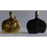 Two abstract figural bronze figures. H.11cm