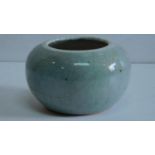 A light blue crackle glazed Chinese brush pot. 8x14cm.