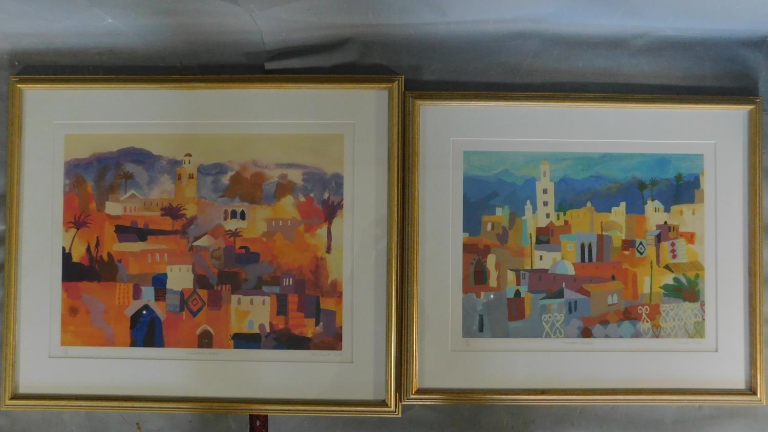 A pair of large limited edition framed and glazed prints, signed Richard Tuff. 88x75cm