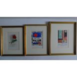 Three various framed and glazed exposition prints, Miro and Matisse. 55x50cm largest.