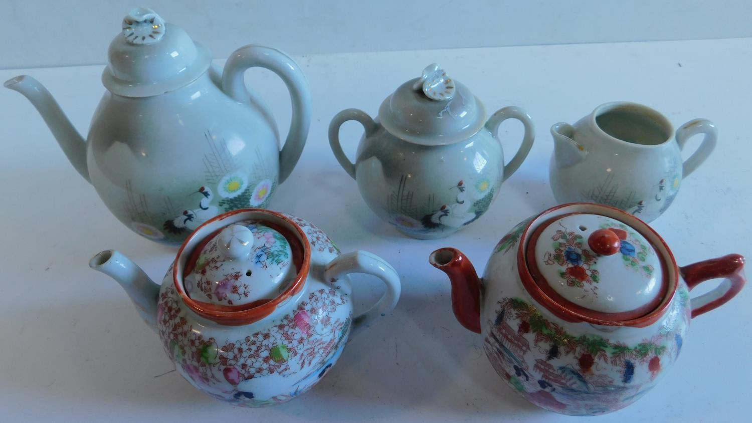 A Japanese tea set and 2 Chinese tea pots 18x18cm. - Image 2 of 8