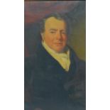 A gilt framed early 19th century oil portrait of John Mair of Nightingales, inscription verso, on