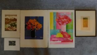 Five prints from different artists, to include Miro,Tercinet-Levin, Guiramanel and Doutreleau. One