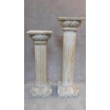 A pair of 20th century carved limed oak pedestals, H.78cm