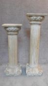 A pair of 20th century carved limed oak pedestals, H.78cm