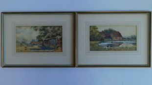 A pair of framed and glazed Victorian watercolours, farm scenes. 39x29cm