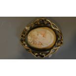 A 19th century pinchbeck cameo brooch. 7x7cm