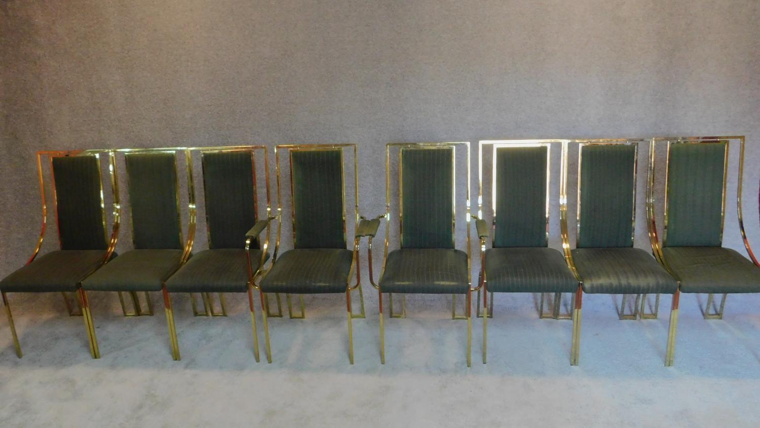 A set of 8 vintage Italian metal framed dining chairs H.105 W.45 D.50cm