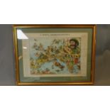 A large framed and glazed print, 'Italian political map'. 81x62cm