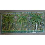 A decorative painted panel made from an oil drum. 145x70cm