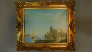A 20th century Dutch river scene, oil on canvas, signed lower right, set in gilt out swept frame, 40