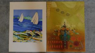 two prints, one from FD'Arguin the other indistinctly signed. 66x56cm