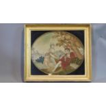 A 19th century framed and glazed tapestry, pastoral scene. 76x99x53