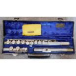 A vintage Gemeinhardt Elkhart silver plated flute, in original fitted case