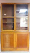 A mid 20th century oak 2 section library bookcase 237x148x50cm (all replacement shelves)