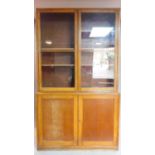 A mid 20th century oak 2 section library bookcase 237x148x50cm (all replacement shelves)