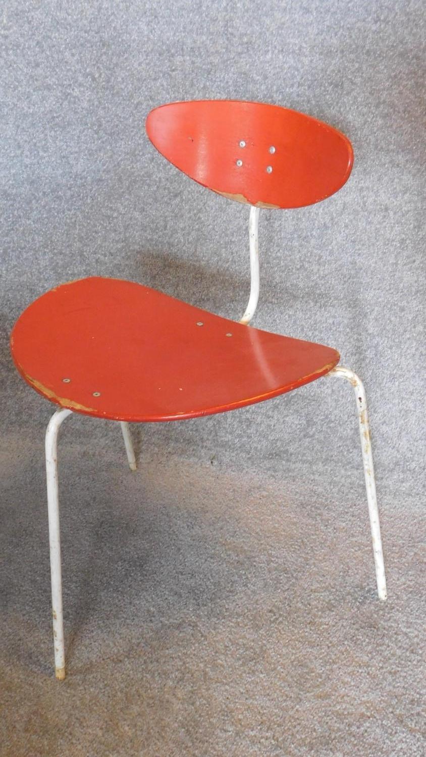 A set of four 1950's vintage Ernest Race Unicorn chairs, label to underside. 70x50x41cm - Image 2 of 4