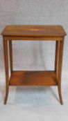 An Edwardian mahogany and satinwood inlaid 2 tier occasional table. 70x56x37cm