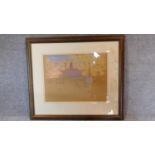 J. Lincoln Rowe, unfinished study of a ship, pencil and pastel on paper, signed and dated '82, 43